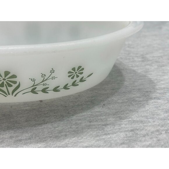 Pyrex Horizon Oval Glass Casserole Baking Dish Handles Green Daisy Design - Picture 3 of 9